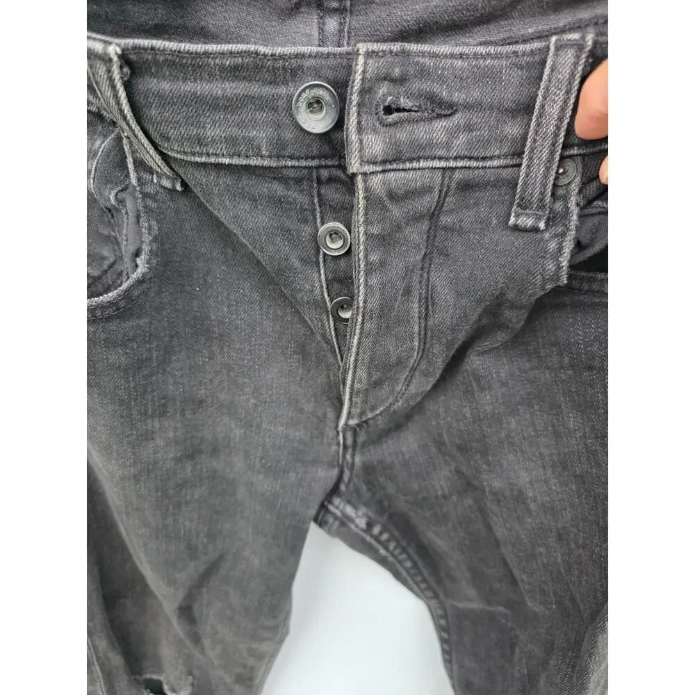 Rag & Bone Standard Issue Fit 1 Extra Slim Jeans Men's 31 Black Distressed